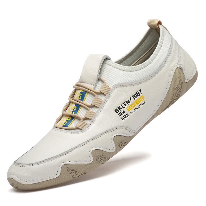 

2025 весна и осень новая мужская обувь натуральная кожа первый слой коровьей кожи обувь мягкая кожа маленькие белые туфли кеды повседневная дышащая летняя 44 бежевый