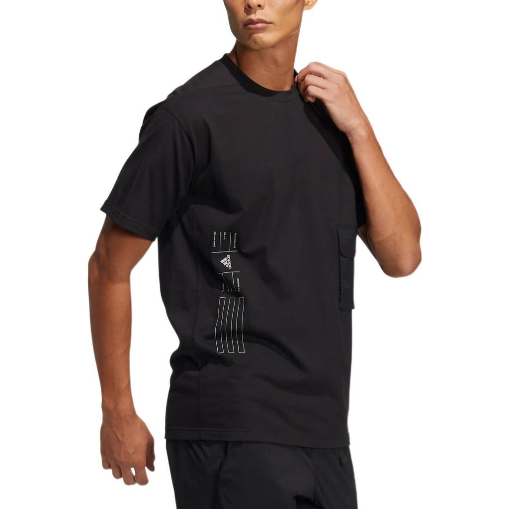 adidas T Shirts Men's Black Crew Neck Moderate Straight Fit HE9945