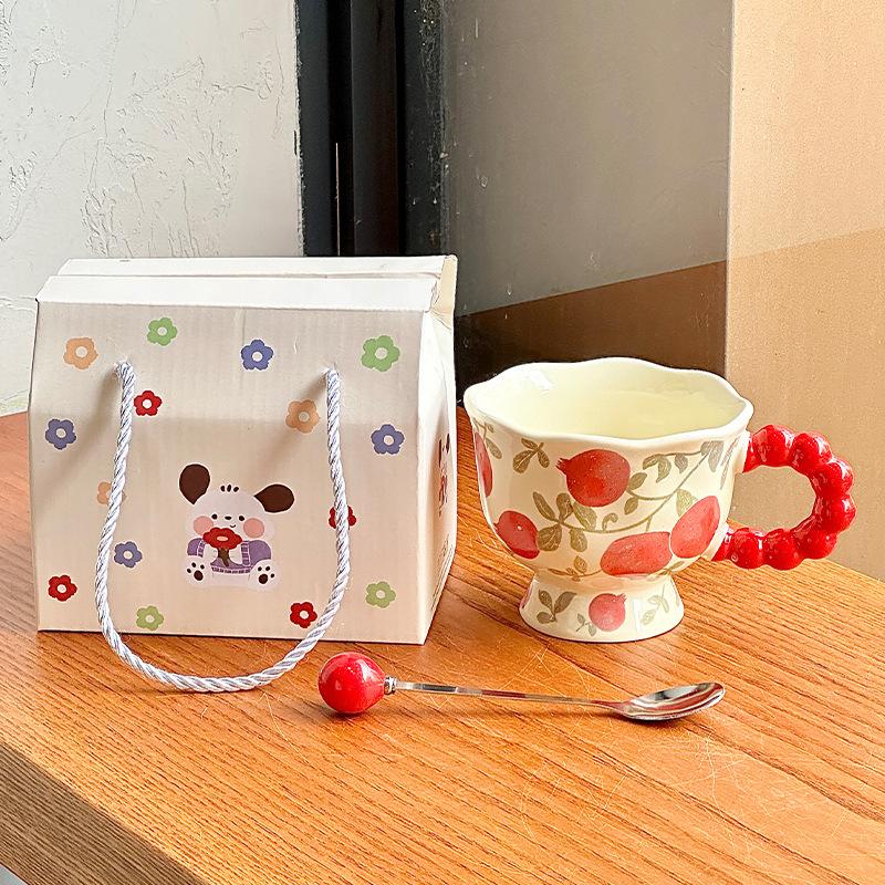 High Value Design Ceramic Mug Cute Fruit Cup Gift Box Girls Coffee Breakfast Cup Birthday Gift