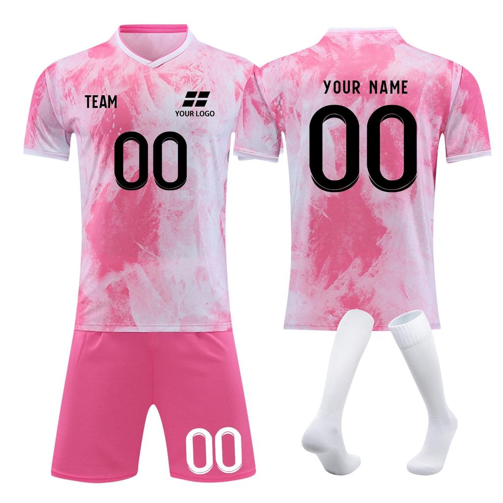 Conjunto de Camiseta de Fútbol Personalizada Número Personalizado Equipo Uniforme Transpirable Kit Camiseta de Manga Corta Pantalones Cortos para Hombres Mujeres Jóvenes Adultos