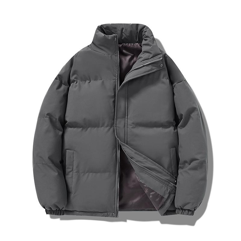 

Новая многоцветная куртка с хлопковой подкладкой для пар, мужская куртка с простым корейским воротником-стойкой, бархатная утолщенная куртка с хлопковой подкладкой, студенческая 4XL темно-серого