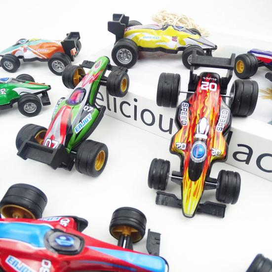12Pcs Kids Racing Car Toy Pull Back Formula 1 Race Car Model Metal Body Rubber Wheels Die-cast Vehicle Decoration Toddlers Boys Birthday Gift