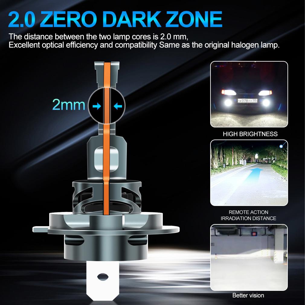 2 stk 30000LM H4 H7 LED-frontlyspærer Mini Turbo H11 LED H8 9005 HB3 9006 HB4 H1 H3 80W Bil Tåkelys Frontlys Auto Plug&Play Lampe 6500K Hvit