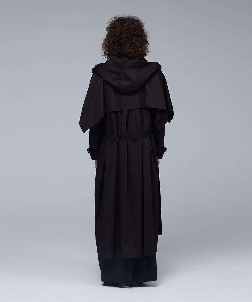 Mmam Back Pleats Long Trench Coat