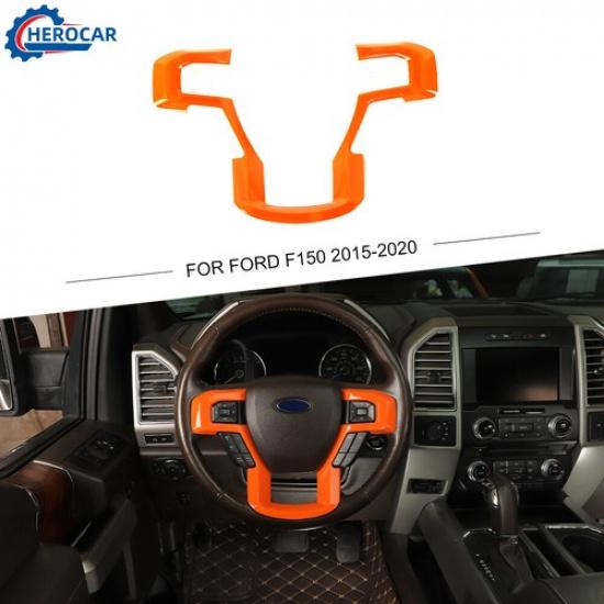 Orange Steering Wheel Decor Panel Cover Moulding Trims For Ford F150 2015-20