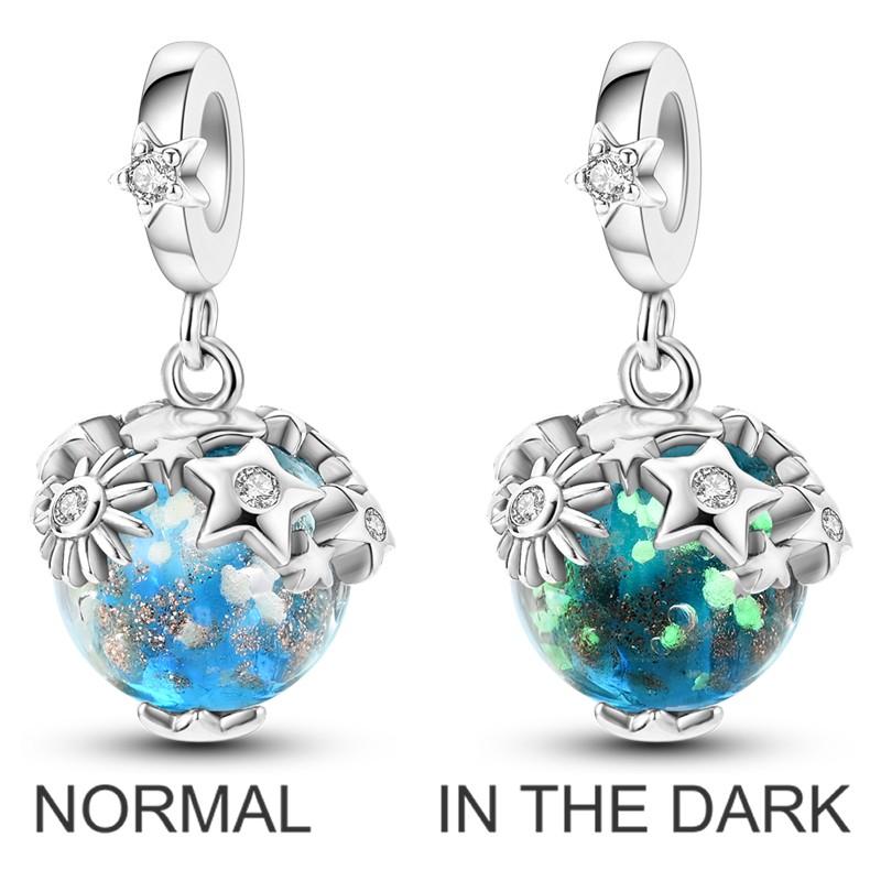 Copper Sapphire Charms Beads Blue Stone Dangle Cute Pet Hold Blue Heart Pendants Original Accessories Bracelets Jewelry Gift