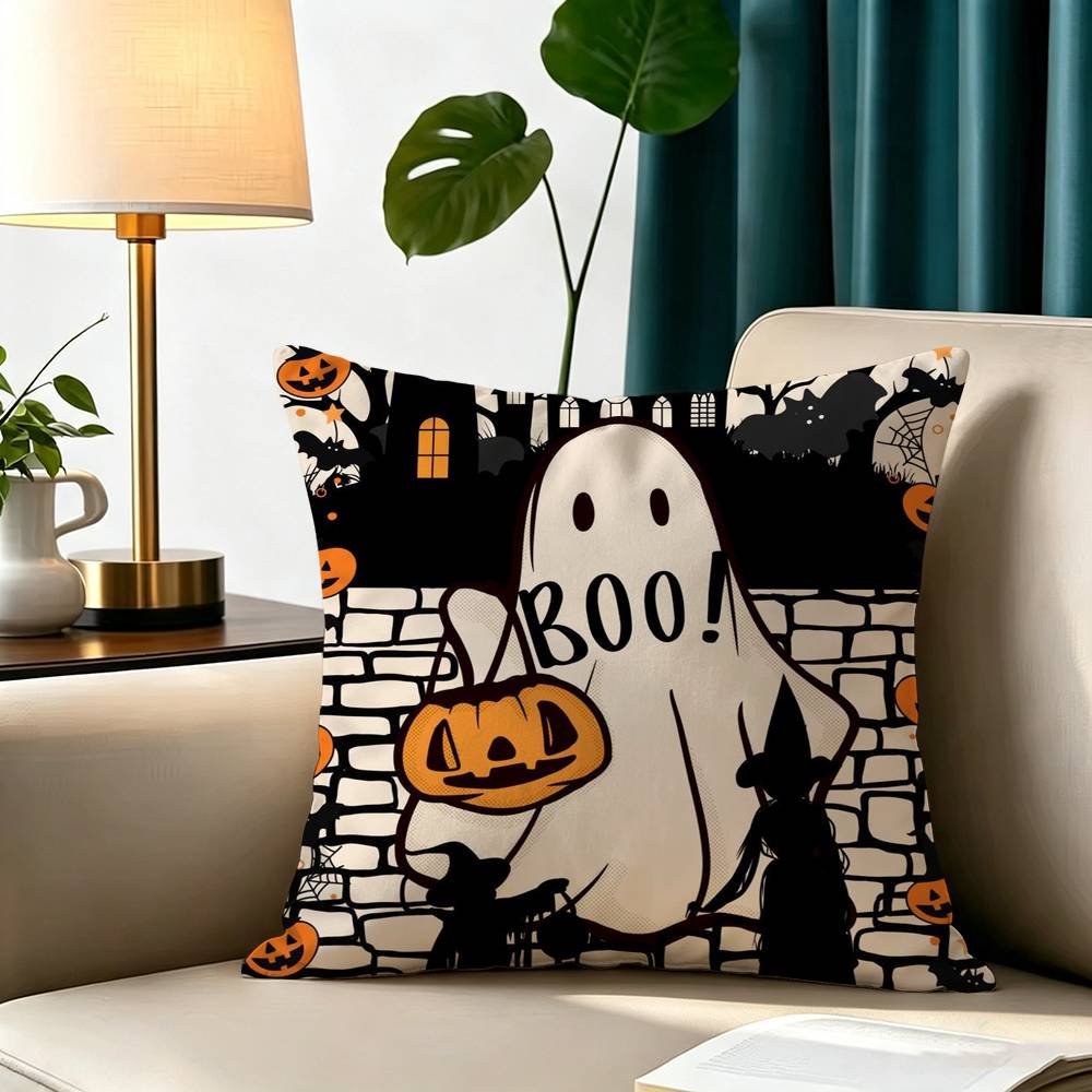 Happy Halloween Pillow Case Square Double-Sided Sofa Cushion Cover Bedroom Bedside Pillow
