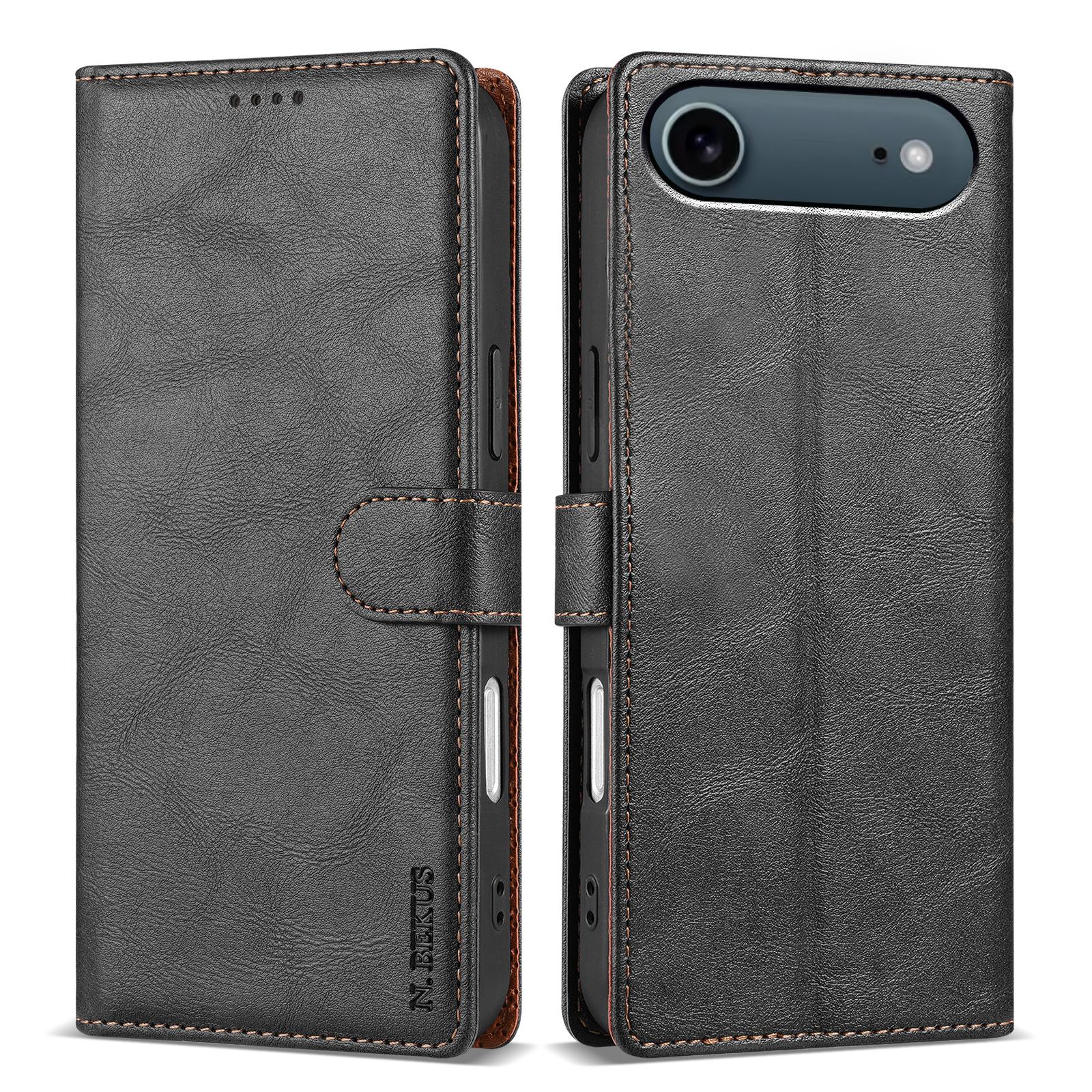 

Для iPhone 17 Чехол-подставка Air Кожаный кошелек Чехол для телефона Black