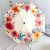Flower Wreath  Pattern, Automatic Folding Umbrella, Portable and Foldable Design, 8 Ribs, a Christmas or Birthday Gift.
