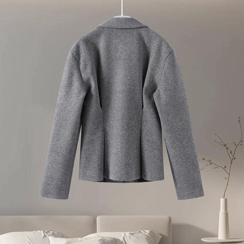 Woolen Blazer Coat Skirt Sets Women Notched Button Up Slim Jacket Zipper Skirt Suits 2 Pieces Female 2025 New Elegant Thicken Spring Autumn Set