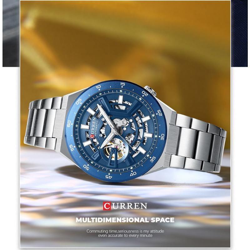 CURREN Casual Fashion Multifunction Mechanical Watch for Men Top Brand Luxury Original Stainless Steel Wrist Watch