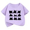 Cute Black Cat Graphic Kids Tshirts Summer Short Sleeve Tees Cartoon Animal Boys Girls Clothes Kawaii Tops Y2K Children Tshirt