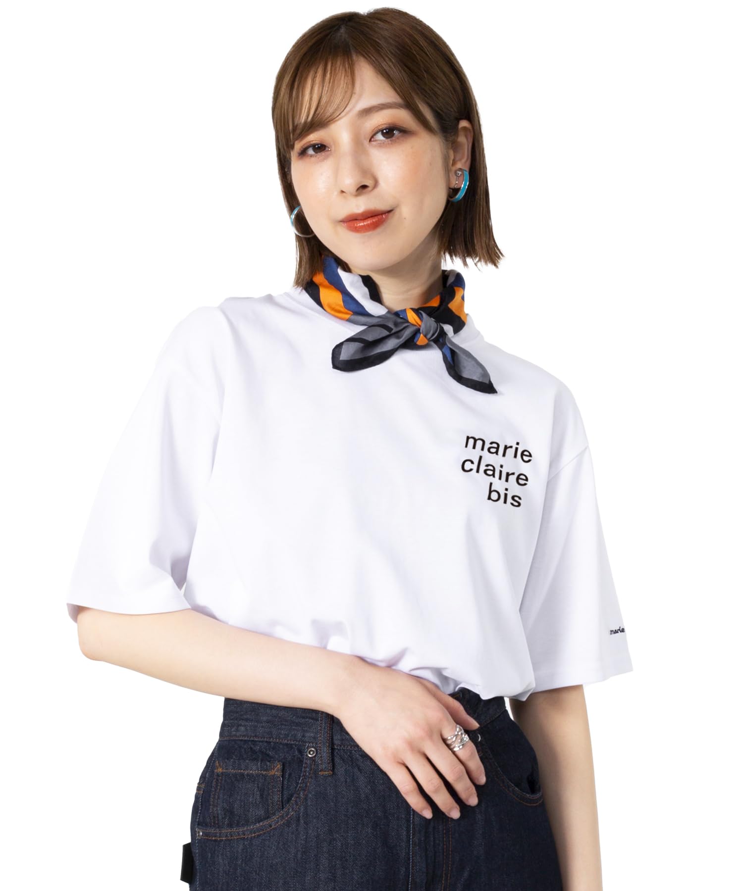 

Marie Claire Women s Short Sleeve T-Shirt, Sweat Stain Resistant, Crew Neck, Round Slit, Quick Drying, Cotton Blend, Solid Color, Summer Wear, White