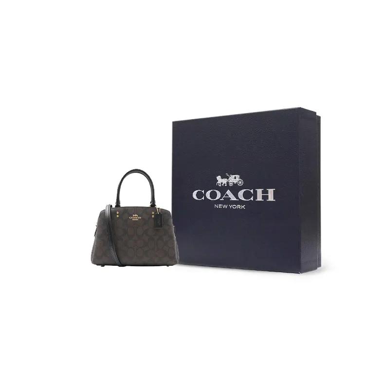 COACH Lillie Cow Leather Handbag , Shoulder Bag , Crossbody Bag Small Women's Dark Brown (Unisex) Handbags 91494 IMAA8