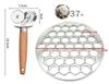 Pelmeni Dumpling Mold Metal 37 Hole Pastry Press with Wooden Handle Double Wheel Pasta Cutter for Ravioli and Dumplings
