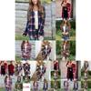 Cozy Women Plaids Cardigan T-shirt With Stylish Lapel Collar For Casual Wear