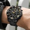 OLEVS Men's Black Stylish Popular Analog Quartz Arm Watch Men's Metal Band Waterproof Watch Date Easy to Read Black Dial Business Fashion Men's Watch