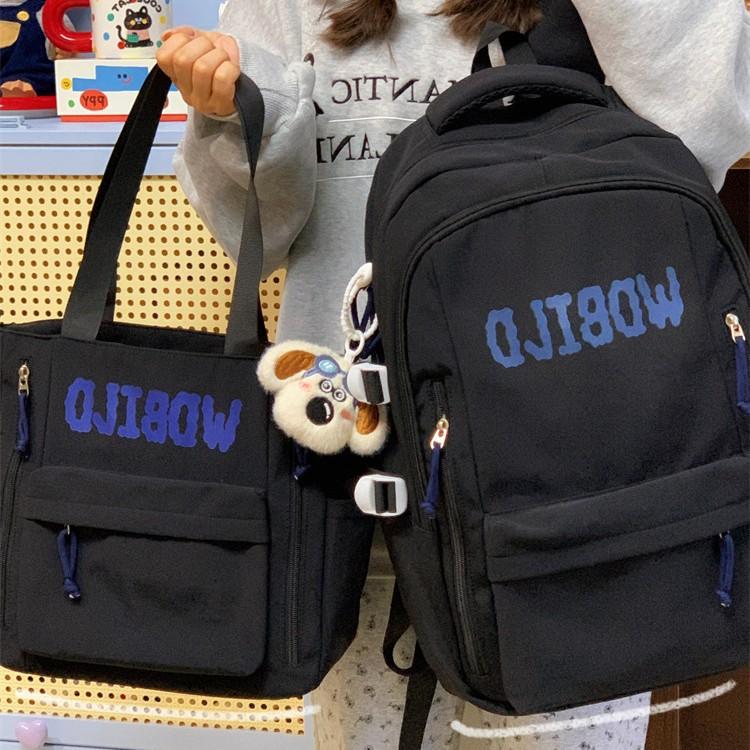 Schoolbag New Korean-style INS casual minimalist letter backpack for middle and high school students, lightweight travel versatile large-capacity 