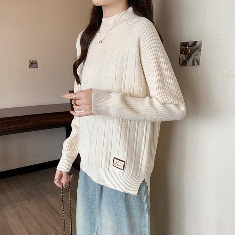 Dámský svetr s polorolákem Podzim Zima Volný Ležérní Pulovr Pletený top