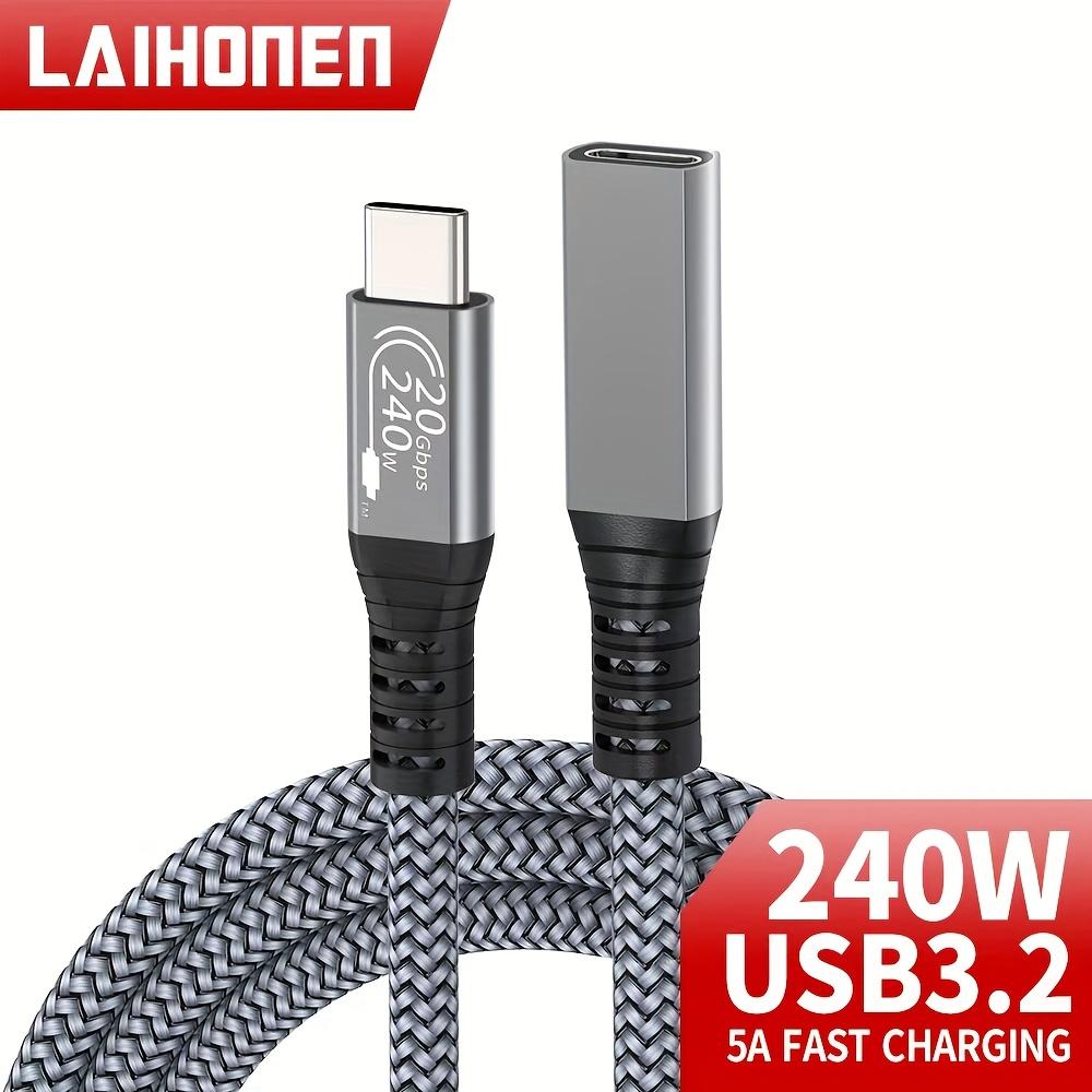 

USB C extension cable 10ft 240W charging 20Gbps data transmission 4K Video USBC 3.2 Type C extension cable mobile phone etc 1m
