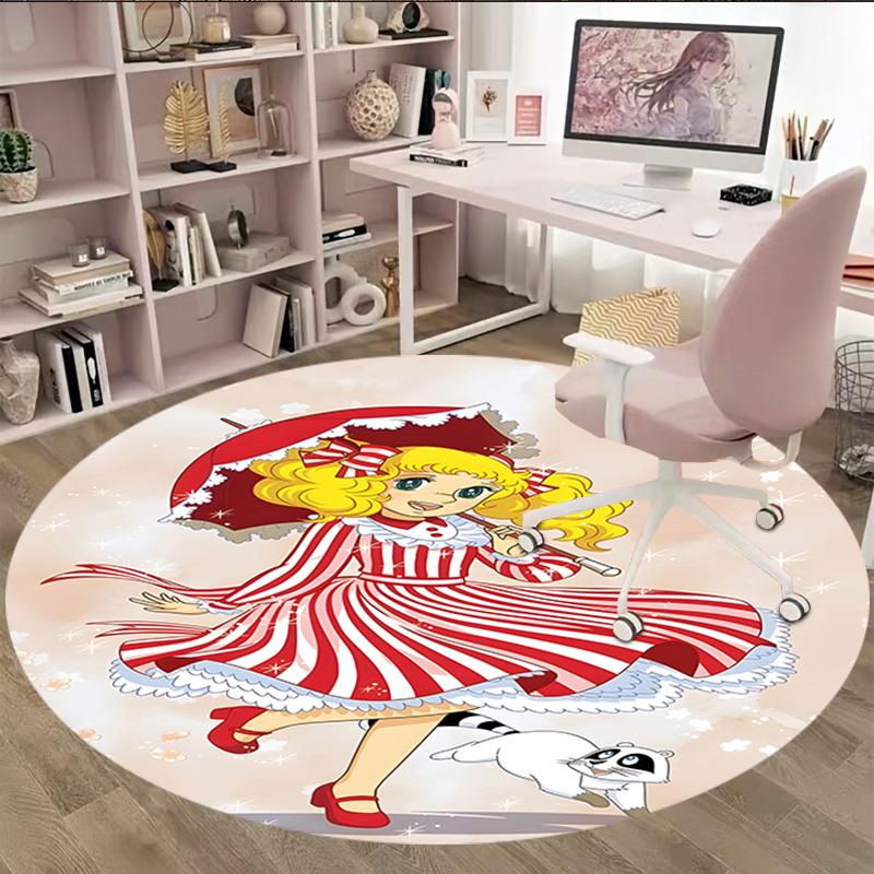 1pc Candy Candy2 Print Round Carpet Chair Round Carpet Suitable for Bedroom Living Room Home Decorative Carpet