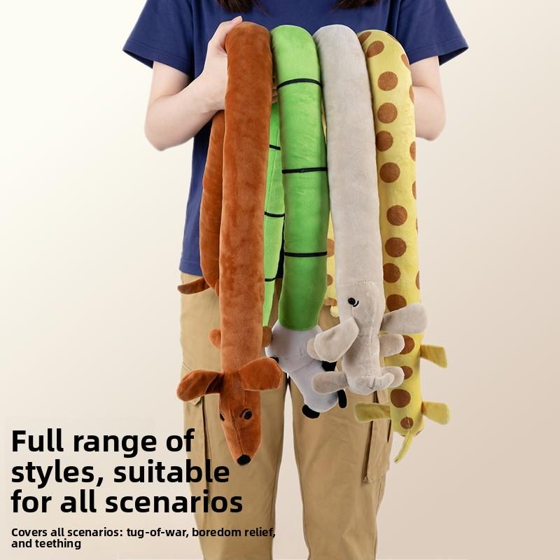 Furry Dog Toy - Long Sausage-shaped Dog Teething Sound Toy - Dog Boredom Reliever Long Doll