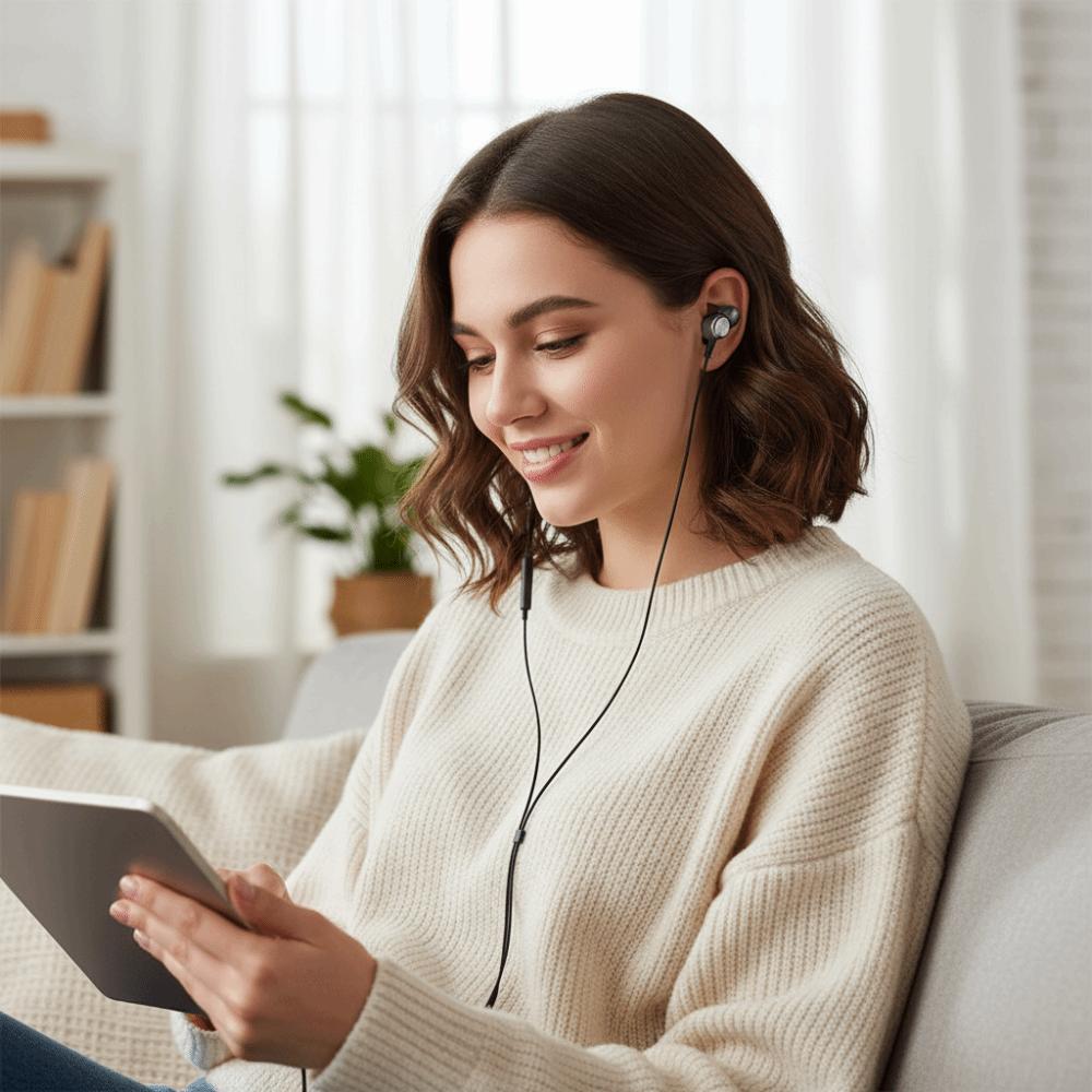 With Mic Deep Bass Wired Headphones Stereo Sound Noise Reduction In-Ear Earphones HiFi Stereo Music Headset Daily Use