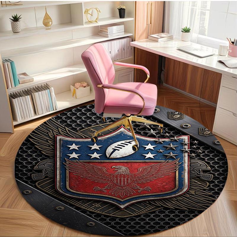 NFL Print Runder Teppich, Waschbarer Bodenläufer, Für Eingangsbereich Studentenwohnheim Waschküche Büro Arbeitszimmer, Heimdekoration Geburtstags-Weihnachtsgeschenk