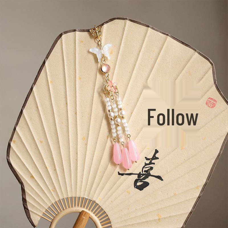Cheongsam Pressed Collar Hanfu Tea Suit with Retro Xiangyunsha and Versatile Brooch Tassel Pendant