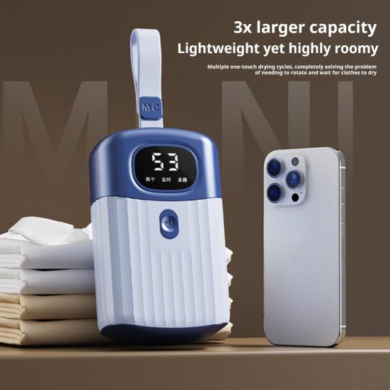 Portable Clothes Dryer Silent Energy-Saving Fast Drying Foldable Laundry Machine with Smart Timer Adjustable Temperature Laundry Dryer for Travel blu