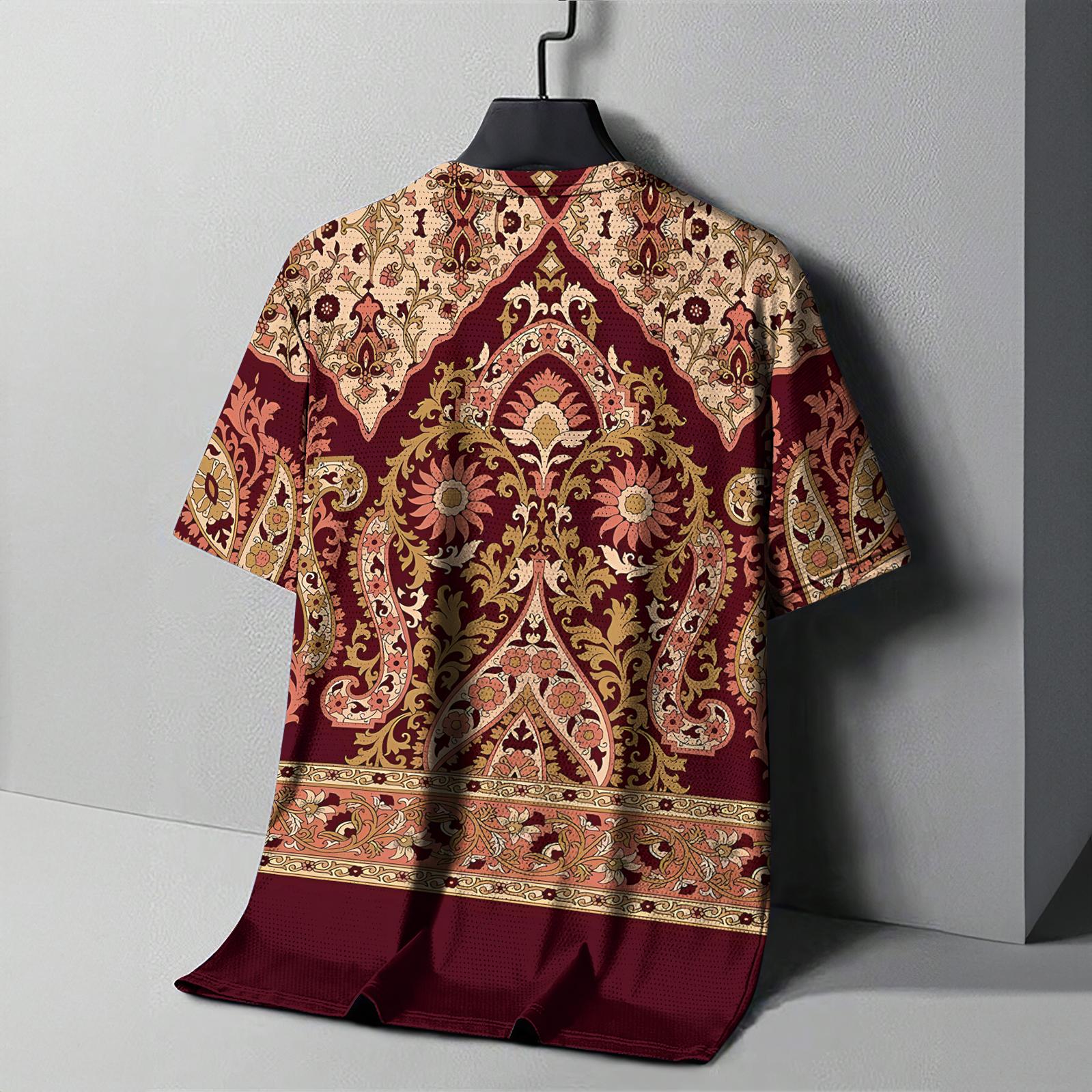 

Винтажная мужская футболка с этническим принтом, повседневная летняя уличная одежда с короткими рукавами и круглым вырезом, мужская свободная толстовка, дышащая мужская одежда 5XL