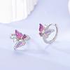 925 Silver Hoop Earrings Bow Bee Cherry Butterfly Feather CZ Zircon Earrings For Women DIY Making Jewelry Gift