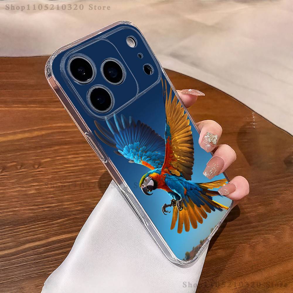 Birds Animal Parrot Phone Case For iPhone 17,16,15,14,13,12,11 Pro,Max,Plus,XR,Mini,E Clear Full-coverage Soft Cover