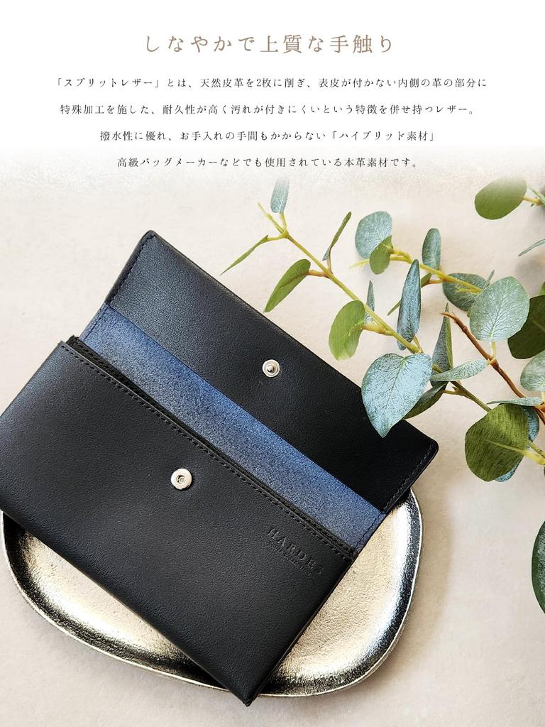 HERDES Long Brand Large Easy to Slim Cowhide 15mm Simple Matte Women's Wallet, Name, Capacity, Use, Lightweight, Slim, Leather, Flap, Design, Gift,