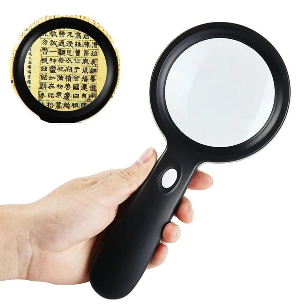 Professional 10X Magnifier for Jewelry Reading and Watch Repair with 12 LED Lights Handheld HD Magnifying Glass