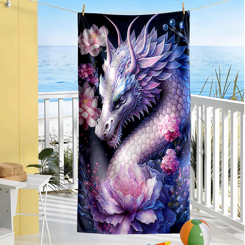 Dragon Beach Towel Soft Durable Quick-Dry Comfortable Lightweight Suitable for Swimming, Gym, Camping, Yoga Vacation