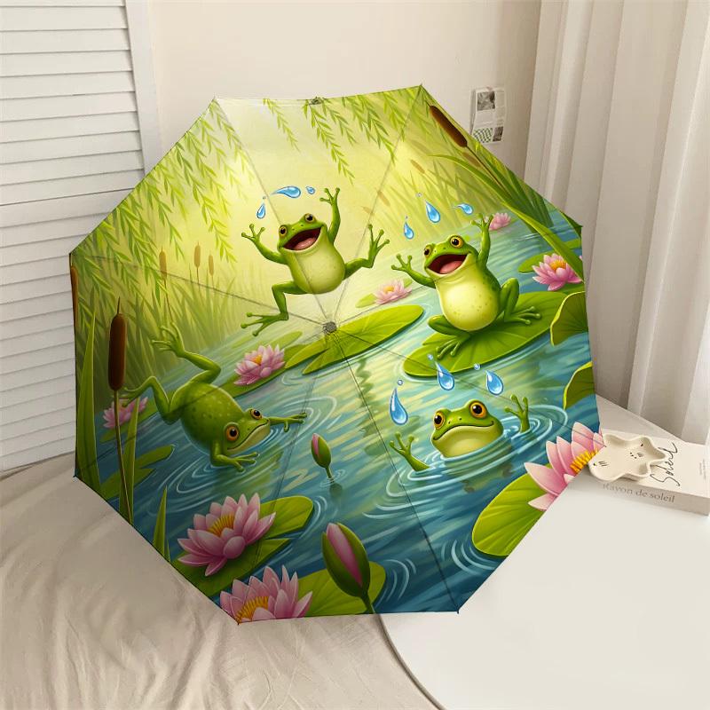

1PC frog pond Umbrella-8-Rib Reinforced, Automatic Open, Lightweight & Durable, Cute Fashion Accessory for Outdoor-P57