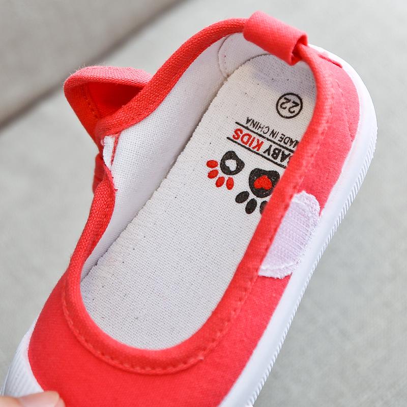 Korean Style Girls' Princess Canvas Velcro Shoes - Soft Sole for Spring & Autumn
