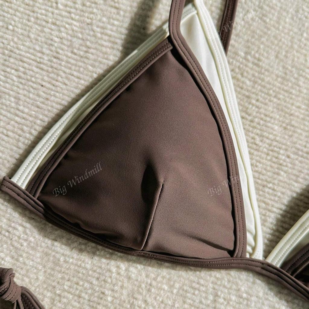 Women's 2 Piece Contrast Color Bikini Set Double Layer Adjustable Swimsuit, Sexy European American Style Beachwear 0962 CLE