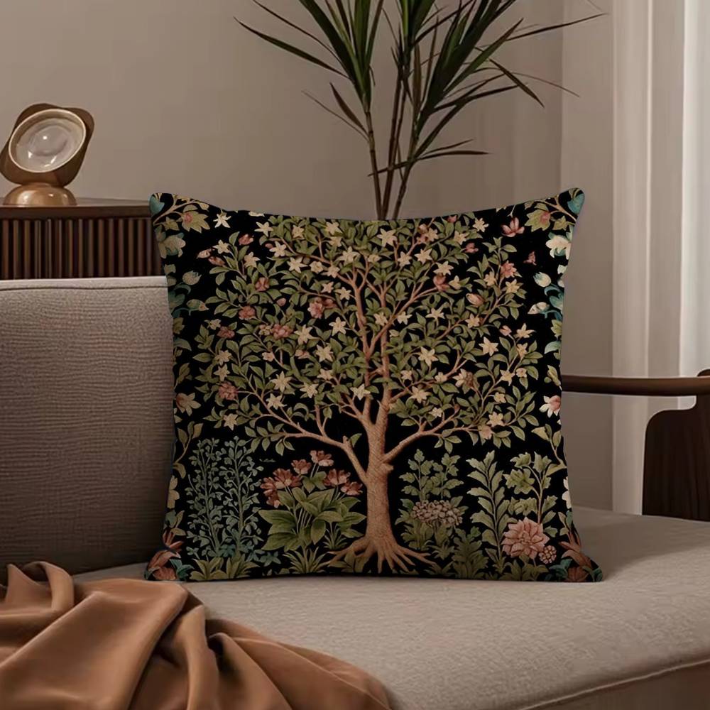 Vintage Medieval Unicorn Art Pillow Case Anti-dustmite Pillowcase Invisible Zipper Silky Short Plush Sofa Cushion Cover