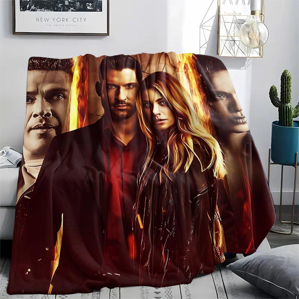 1Pc Lucifer Print Flannel Blanket, High quality Comfortable for All Seasons, Home Decor, Warmth and Comfort, Perfect for Gifts