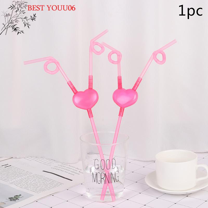 Hot Love Heart Double Straw Unique Flexible Drinking Tube Straws Bar Accessories