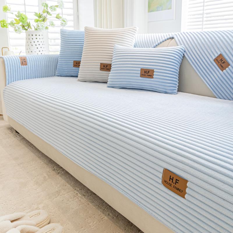 Pruhy Jacquard Umělá králičí kožešina Protiskluzový plyšový potah na pohovku Immation Fur Couch Potah na polštář do obývacího pokoje Teplý přehoz