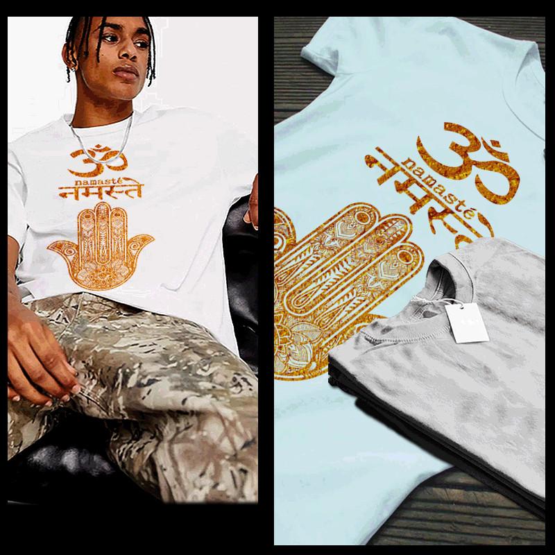 

Yoga T-Shirt Zen Buddhist Meditation Namaste Lotus Buddha Palm meditation tee 4XL