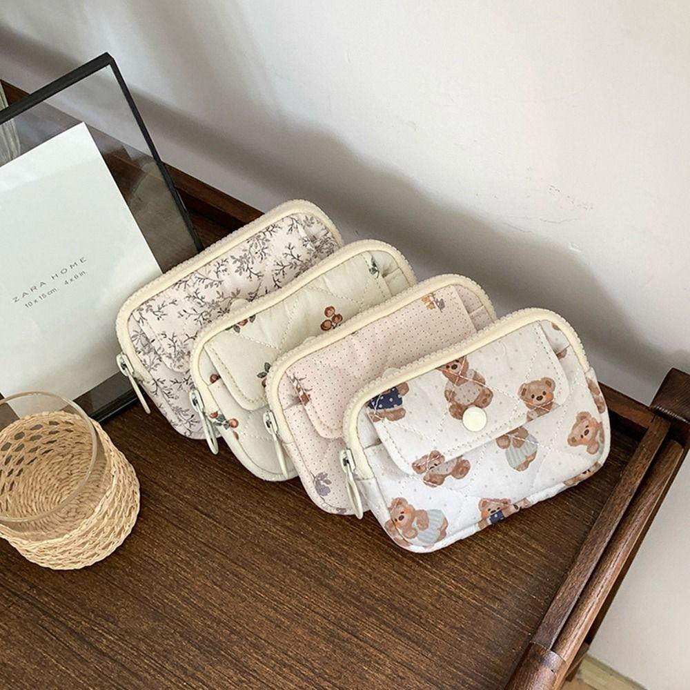 Large Capacity Floral Coin Purse Flower Mini Canvas Storage Bag Small Makeup Lipstick Bag  Outdoor