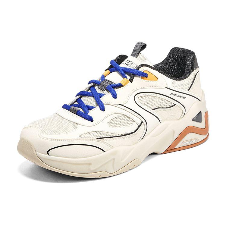 Skechers DLites Hyper Burst Low Top Dad Shoes Men sneakers White Black Orange 232425-NTMT