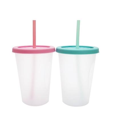 Agafura Heart Thumping Straw Cup 400ml 2-piece Set, Pink, Mint, 2 Pieces