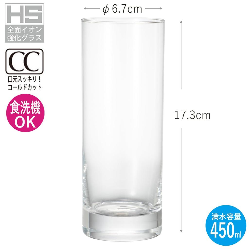 Toyo Sasaki Glass Sirocco Tumbler Glass, 450ml, Set of 6, Made In Japan, Dishwasher Safe, Shatter-Resistant, Thin, Suitable for Beer, Highball, Sour,