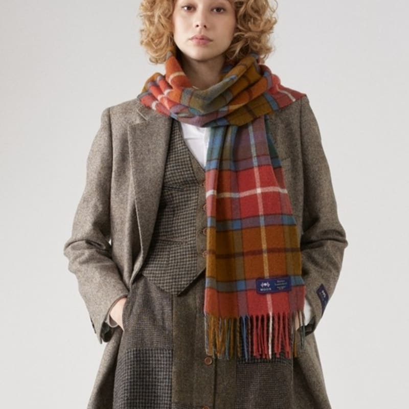 ABRAHAM MOON Merino Wool Shawl Muffler 50cm - Antique Buchanan