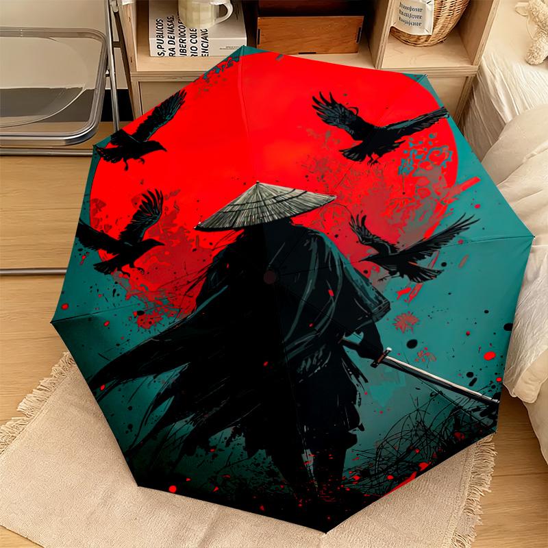 1PC Samurai  Automatic Umbrella - Suitable Travel Outdoor Portable Umbrella Birthday Gift Daily Essentials